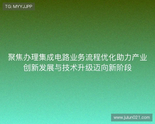 聚焦办理集成电路业务流程优化助力产业创新发展与技术升级迈向新阶段